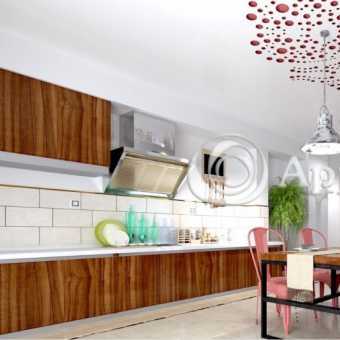 Резной натяжной потолок Apply в кухне